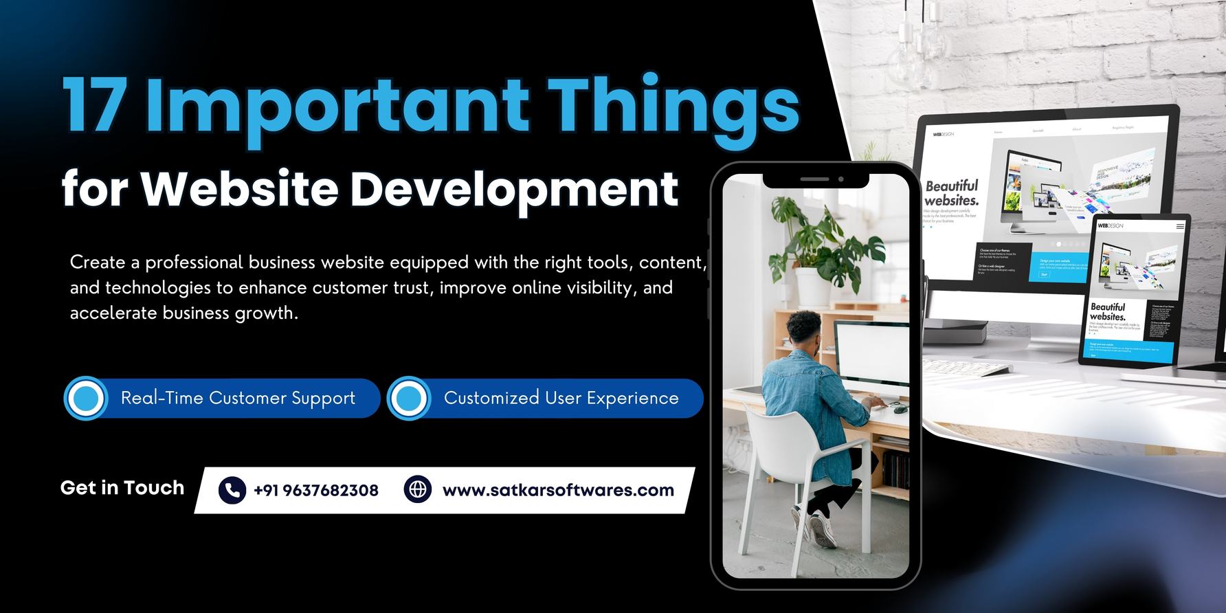Laptop and smartphone showing a website for a 17-point development checklist