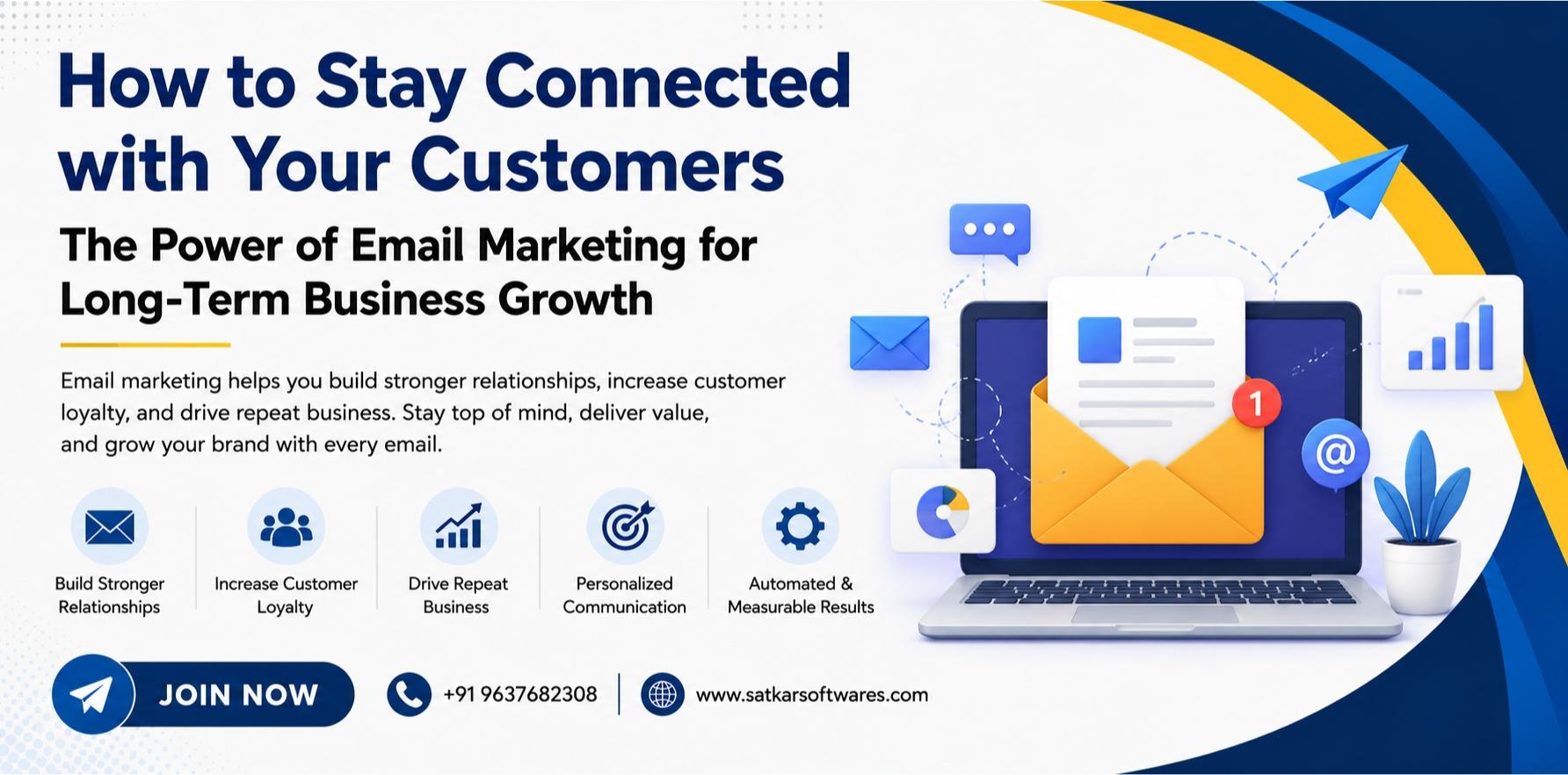 Email envelope with notification icons representing customer email marketing